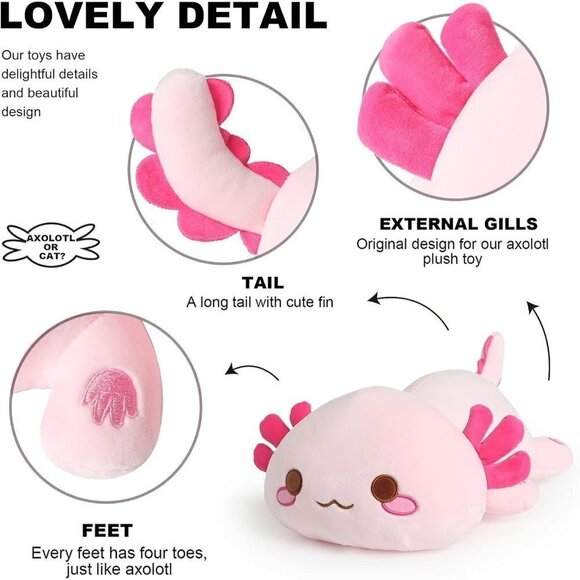 13" Onsoyours Cute Axolotl  Salamander Kawaii Plush Pillow Soft Stuffed Animal - Picture 3 of 7